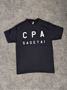 「CPA SAGETAI」 USコットンTシャツ【黒地・ホワイトプリント】