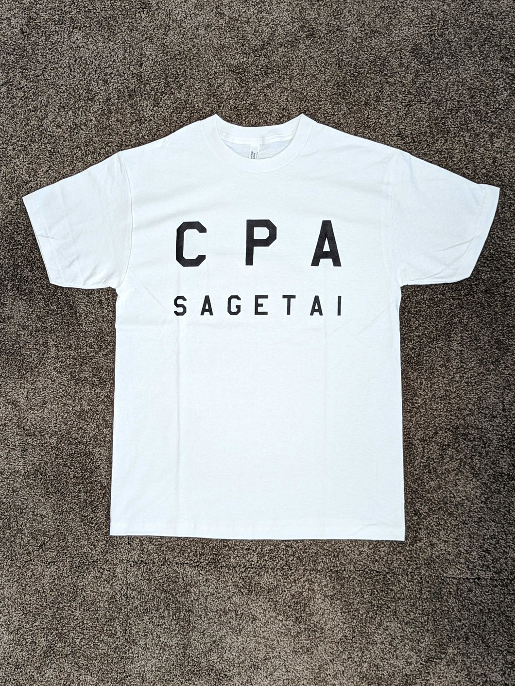 「CPA SAGETAI」 USコットンTシャツ【白地・ブラックプリント】