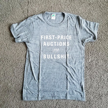 画像をギャラリービューアに読み込む, 「First-Price Auctions are Bullshit.」  トライブレンドTシャツ【グレー地・白プリント】
