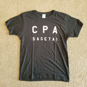 「CPA SAGETAI」 トライブレンドTシャツ【ブラック地・白プリント】