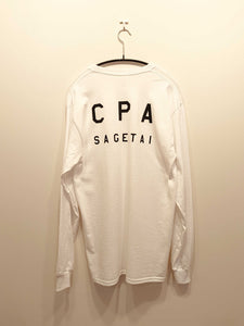 「CPA SAGETAI」 ロングTシャツ【ホワイト／黒プリント】