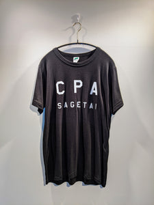 「CPA SAGETAI」 トライブレンドTシャツ【ブラック地・白プリント】
