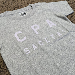 「CPA SAGETAI」 子ども用Tシャツ【グレー地／ベビーピンク】