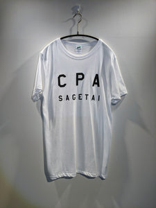 「CPA SAGETAI」 トライブレンドTシャツ【白地・黒プリント】