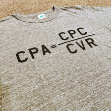 画像をギャラリービューアに読み込む, 「CPA = CPC / CVR」 トライブレンドTシャツ【グレー地・黒プリント】
