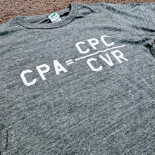 画像をギャラリービューアに読み込む, 「CPA = CPC / CVR」 トライブレンドTシャツ【グレー地・白プリント】
