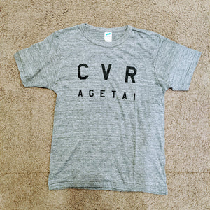 「CVR AGETAI」 トライブレンドTシャツ【グレー地・黒プリント】