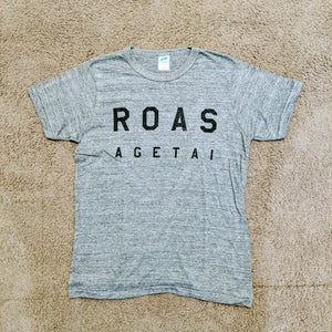 「ROAS AGETAI」 トライブレンドTシャツ【グレー地・黒プリント】